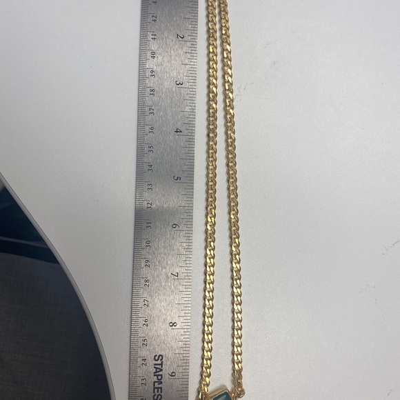 Real silver chain coated with 21k gold and emerald stone - Picture 2 of 3